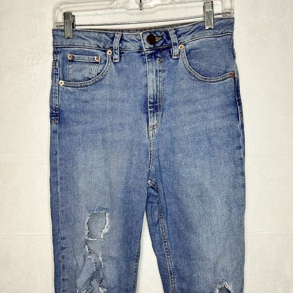 ASOS Mom Jeans Womens Size 26x32 High Rise Distressed Destroyed Stretch - Picture 2 of 7